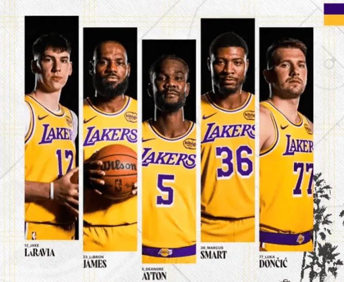 湖人首发：东契奇、斯马特、詹姆斯、拉拉维亚、艾顿